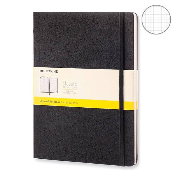 Большой блокнот Moleskine Classic Твердая обложка Черный Клетка