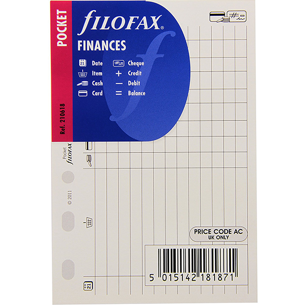 Бланки Финансы Filofax Pocket White (210618)