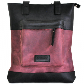 Шкіряна жіноча сумка-шоппер AV2 Чорний бордо (B653)