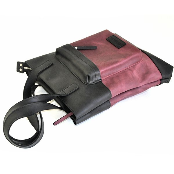 Кожаная женская сумка-шоппер AV2 Черный бордо (B653)