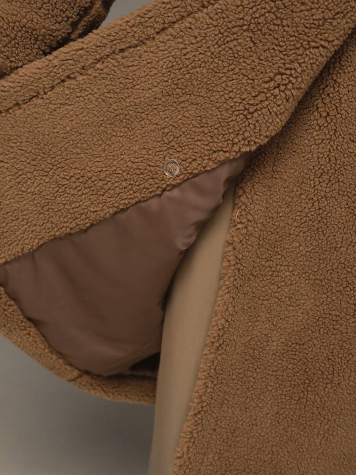 Довга шуба з еко-хутра Коричнева 