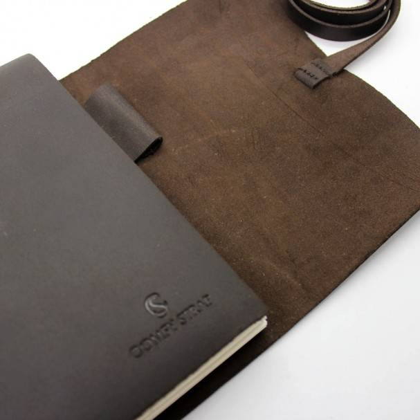Кожаный блокнот Comfy Strap В6 Коричневый в линию + ручка