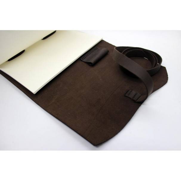 Кожаный блокнот Comfy Strap В6 Коричневый в линию + ручка