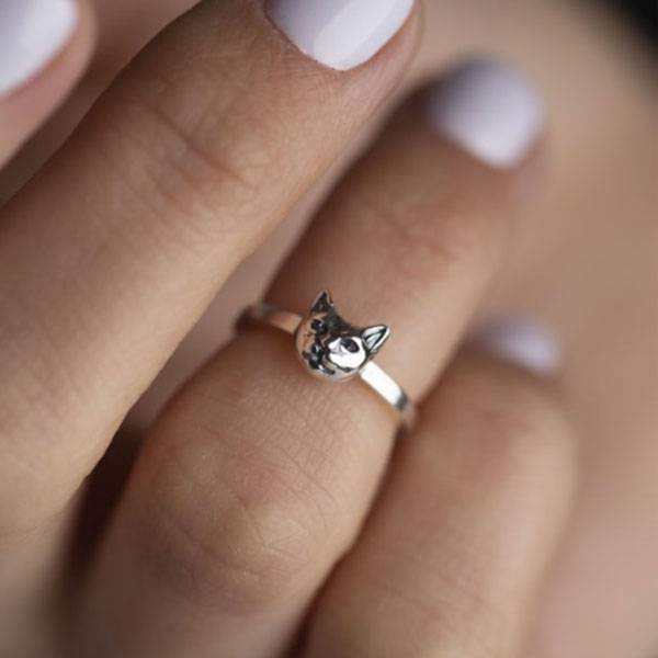 Кольцо на фалангу из серебра Côte & Jeunot Маленький кот