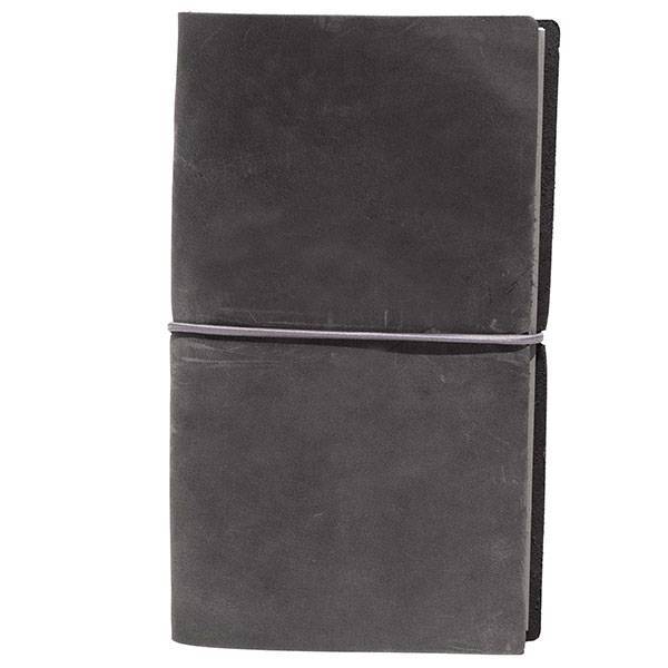Шкіряний блокнот Автограф на гумці Сірий Матовий