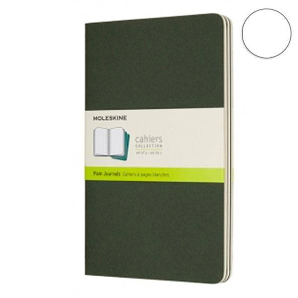 Средняя тетрадь (3 шт) Moleskine Cahier зеленая Чистые листы