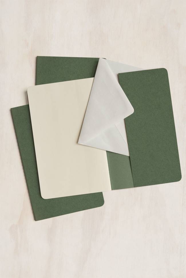 Средняя тетрадь (3 шт) Moleskine Cahier зеленая Чистые листы