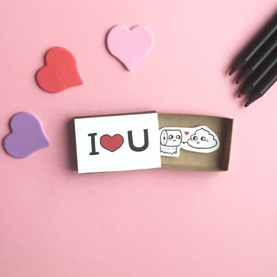 Открытка в спичечной коробке I Love You Открытка в спичечной коробке I Love You