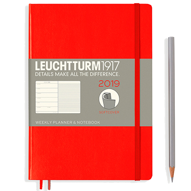 Еженедельник с заметками Leuchtturm1917 Мягкий Средний Красный 2019 (357820)