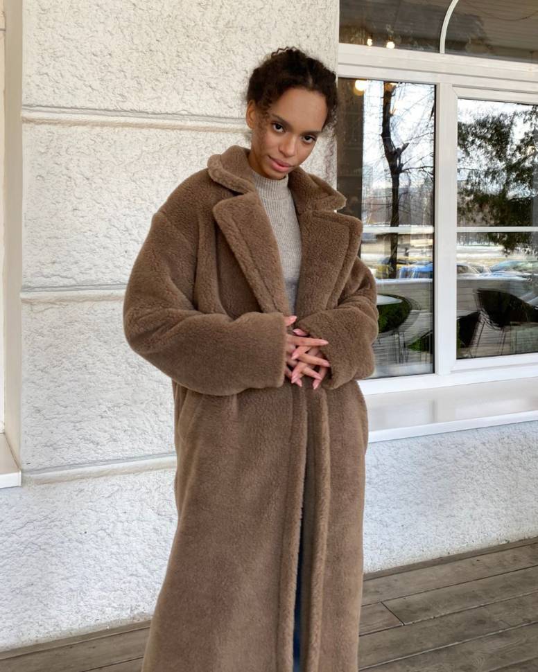 Шуба з еко-хутра Oversize Кавова