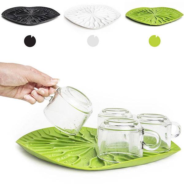 Поднос-сушилка Qualy Лист лотоса Белый