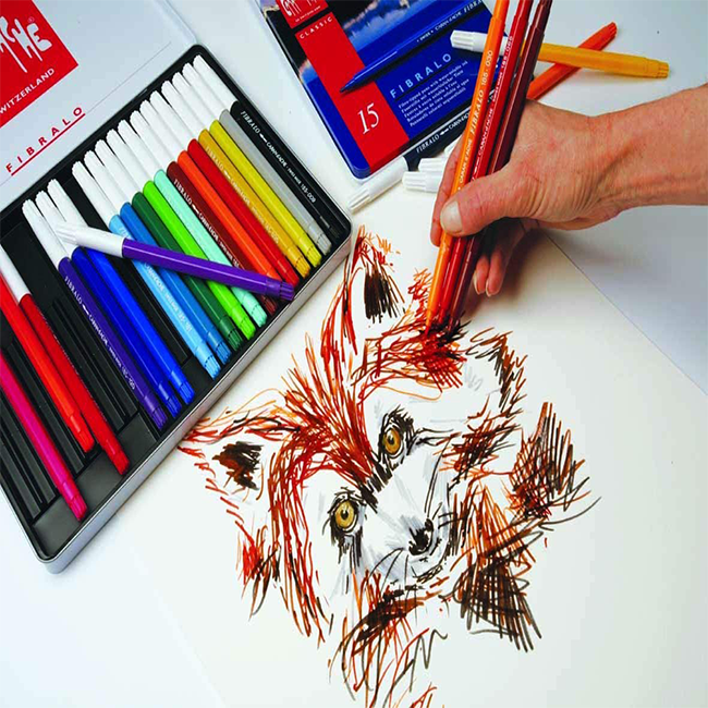 Набор фломастеров Caran d'Ache Fibralo Метал. бокс 15 цветов