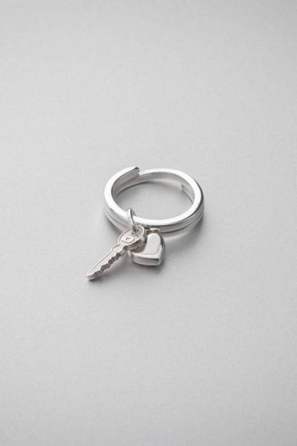 Кольцо-трансформер из серебра на фалангу со сменными подвесами Cote & Jeunot Ключ к сердцу