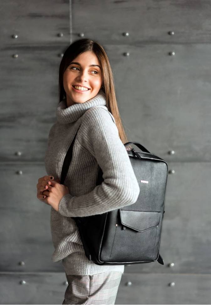 Кожаный рюкзак на молнии BlankNote Cooper Черный