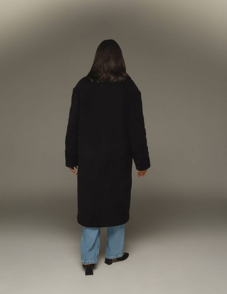 Довга шуба з еко-хутра Чорна