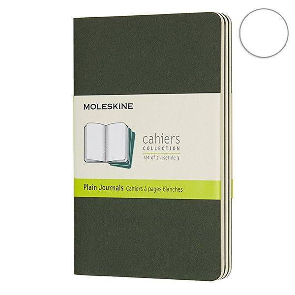 Карманный блокнот Moleskine Cahier (3 шт) Зеленый Чистые листы