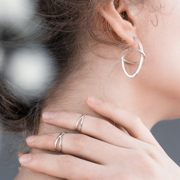 Серьги из серебра Côte & Jeunot Space Большие