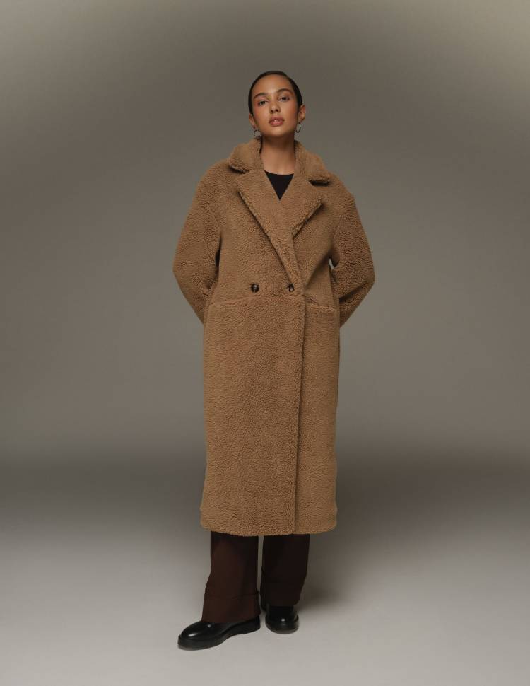 Довга шуба з еко-хутра Scarlett Коричнева