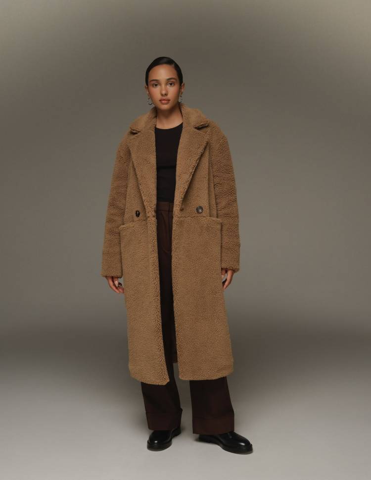 Довга шуба з еко-хутра Scarlett Коричнева