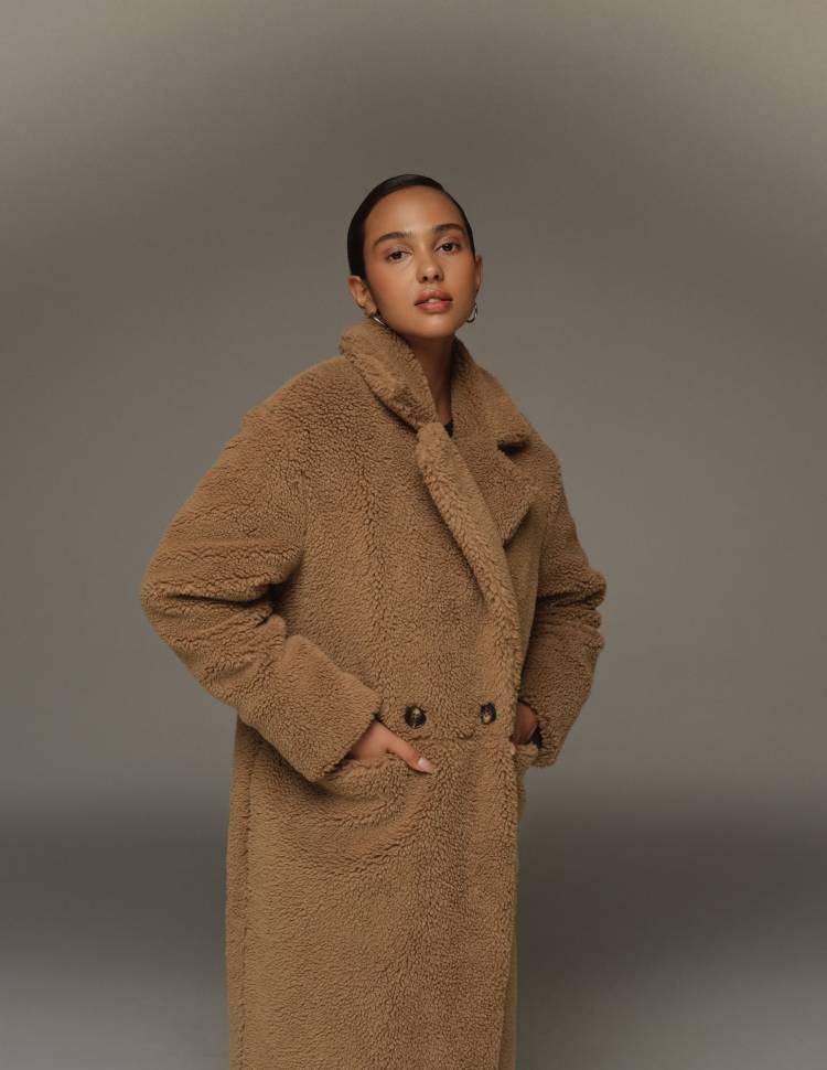 Довга шуба з еко-хутра Scarlett Коричнева