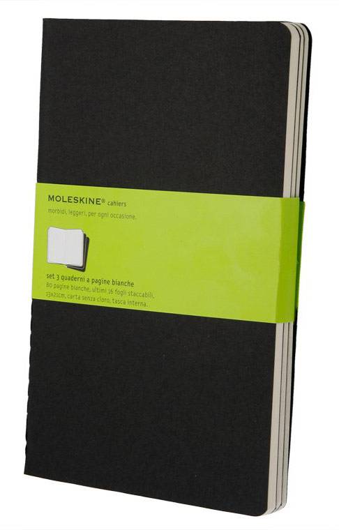 Средняя тетрадь (3 шт) Moleskine Cahier черная Чистые листы