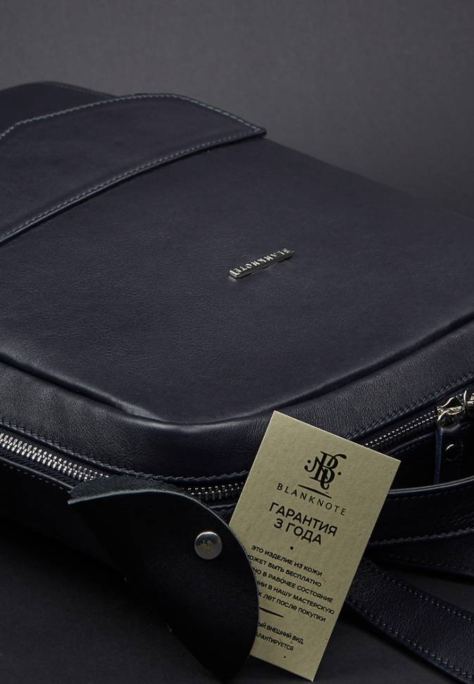 Шкіряний рюкзак на блискавці BlankNote Cooper синій