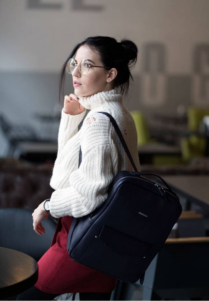 Шкіряний рюкзак на блискавці BlankNote Cooper синій