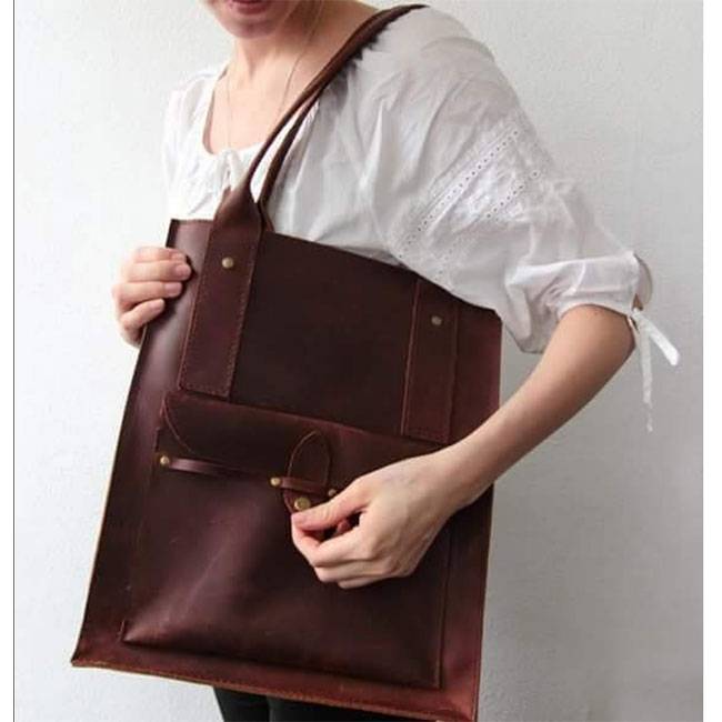 Кожаная женская сумка шоппер 2.0 Dekey Орех