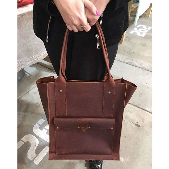 Кожаная женская сумка шоппер 2.0 Dekey Орех