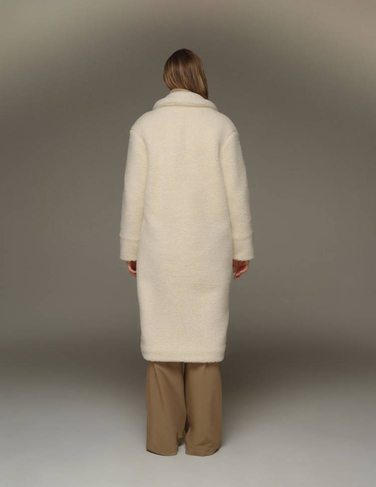 Довга шуба з еко-хутра Scarlett Молочна