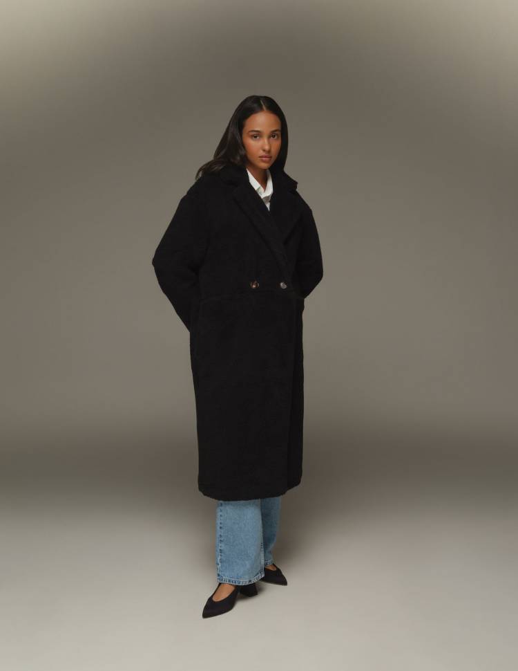 Длинная шуба из эко-меха Scarlett Черная