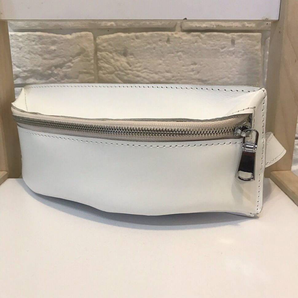 Кожаная женская сумка на пояс Dekey Белая