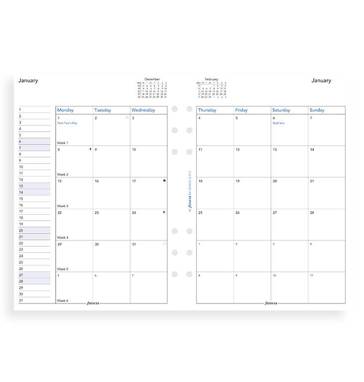 Комплект бланков Filofax Обзор месяца A5 White англ 2020 (68510)