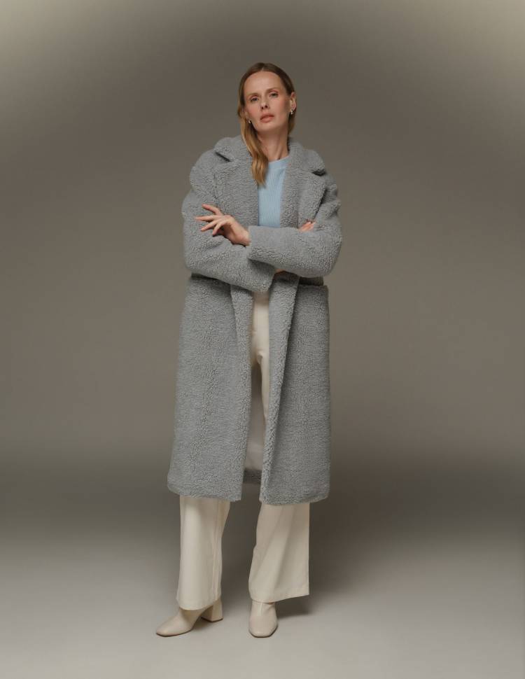 Довга шуба з еко-хутра Scarlett Сіра