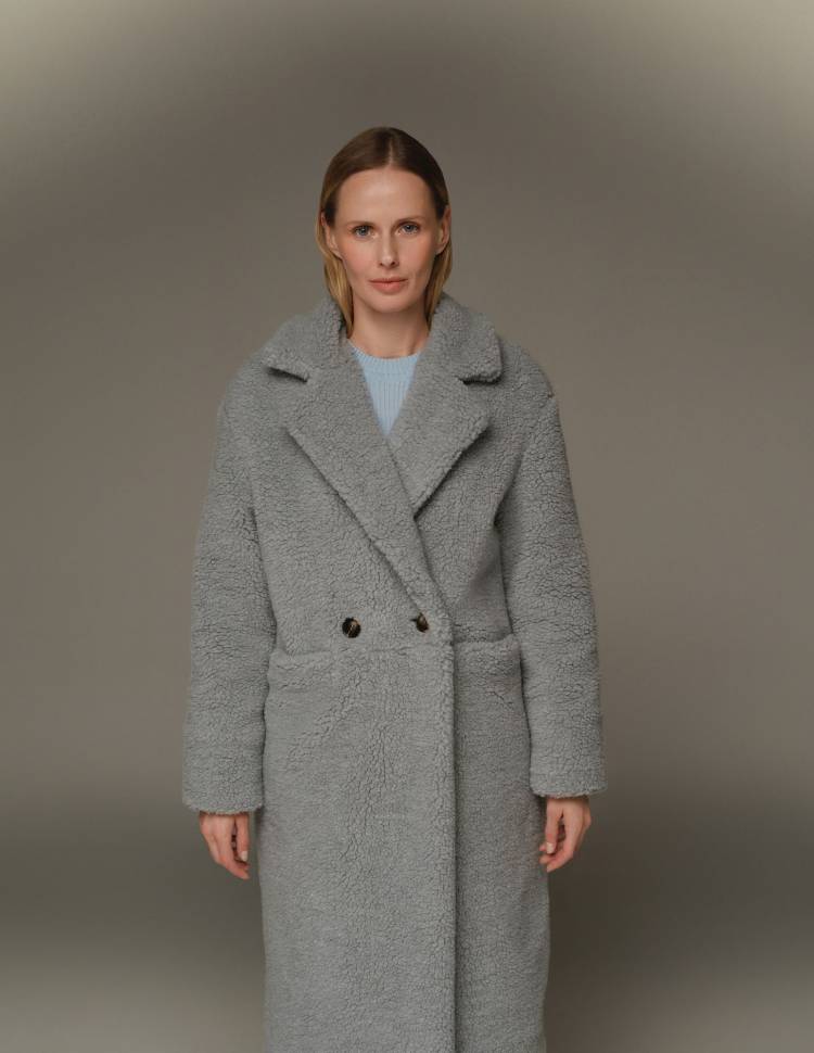 Довга шуба з еко-хутра Scarlett Сіра