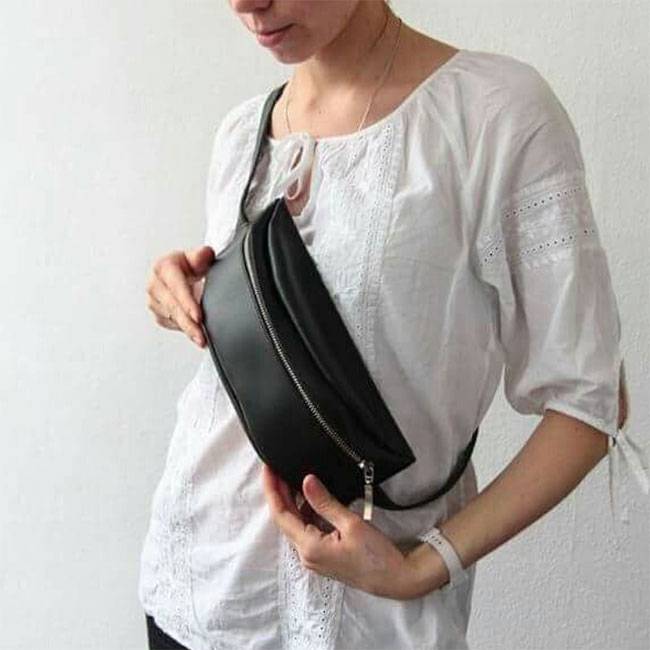 Кожаная сумка на пояс Dekey Черная