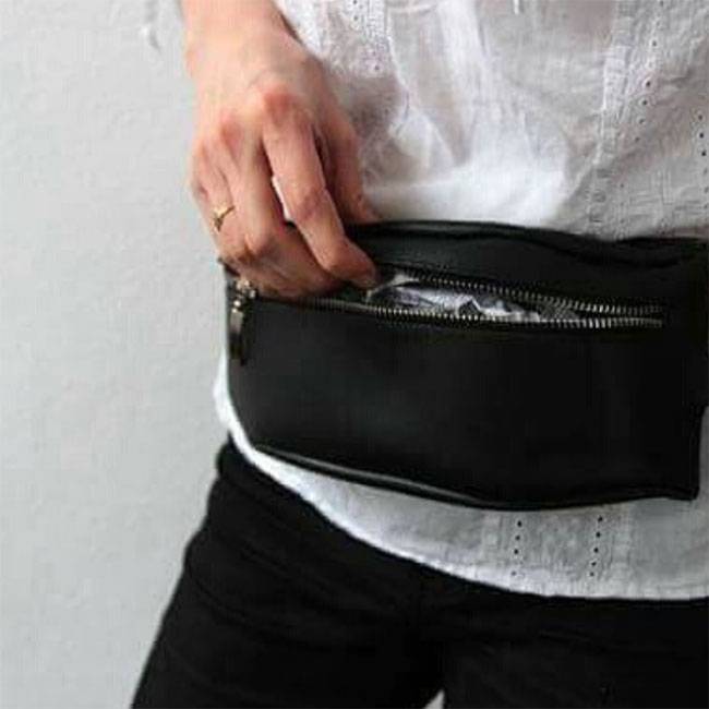 Кожаная сумка на пояс Dekey Черная