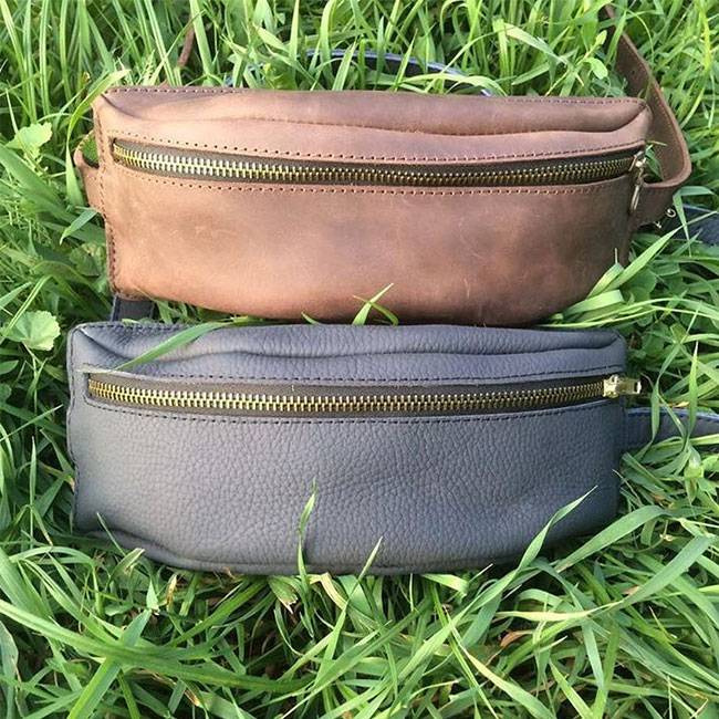 Кожаная сумка на пояс Dekey Черная