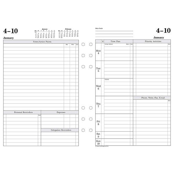 Комплект Датированных Бланков Time Management Обзор Недели A5 white на 2021 год