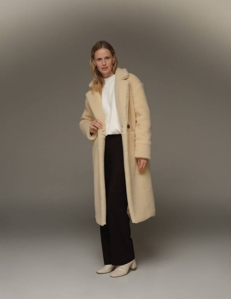 Довга шуба з еко-хутра Scarlett Айворі