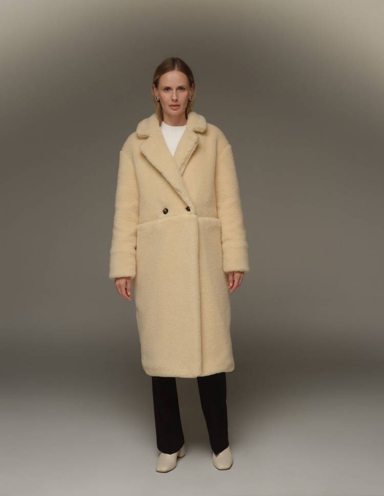 Довга шуба з еко-хутра Scarlett Айворі