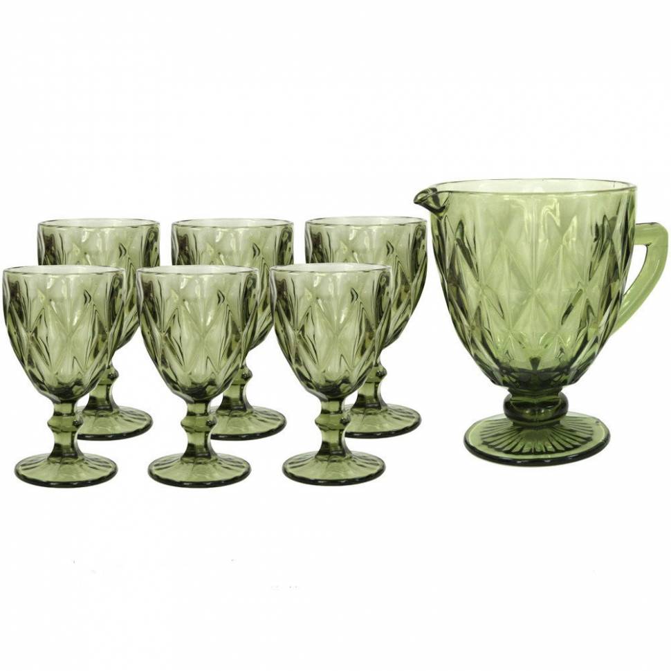Набор 6 бокалов + кувшин 1л Зеленый