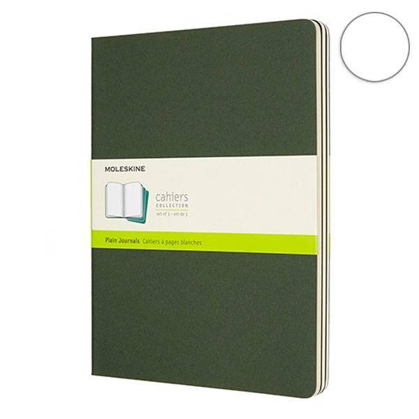 Набор тетрадей Moleskine Cahier (3шт) A4 зеленый Чистые листы