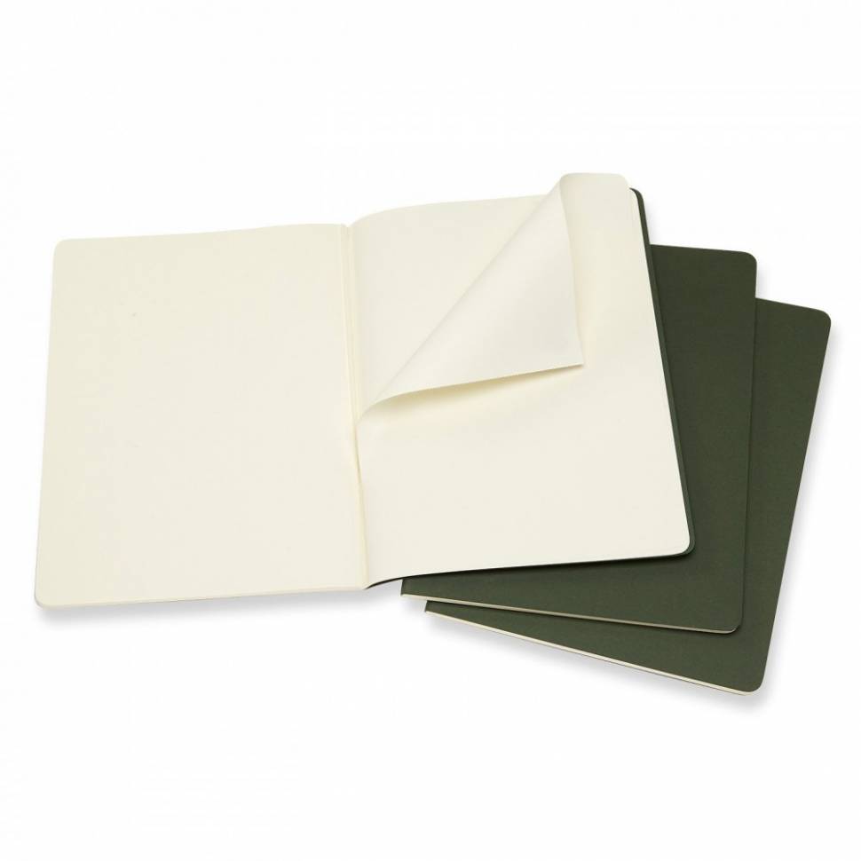 Набор тетрадей Moleskine Cahier (3шт) A4 зеленый Чистые листы