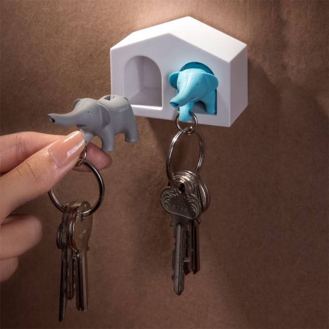 Ключница настенная и брелки для ключей Qualy Duo Elephant