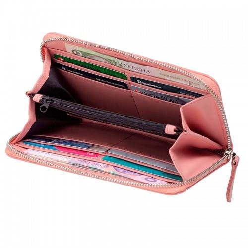 Кошелек из кожи Black Brier на молнии WW1 Розовый