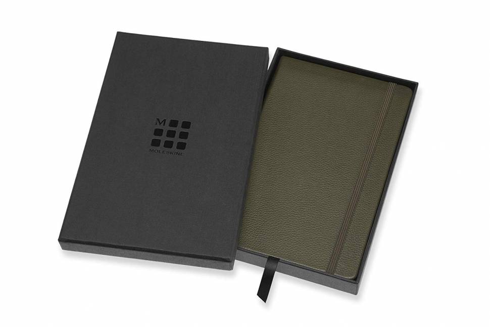 Блокнот Moleskine Leather Средний Темно-Зеленый с Коробкой
