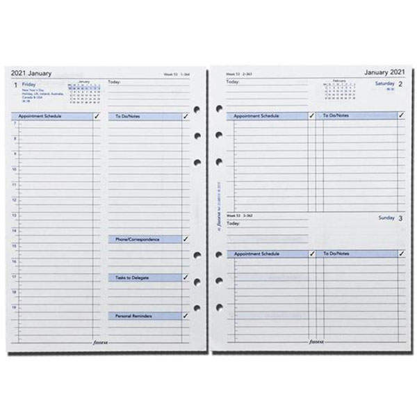 Комплект Датированных Бланков День на странице Бизнес A5 white на 2021 год