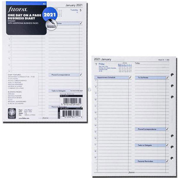 Комплект Датированных Бланков День на странице Бизнес A5 white на 2021 год