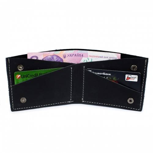 Тонкий кожаный кошелек-портмоне Black Brier Черный